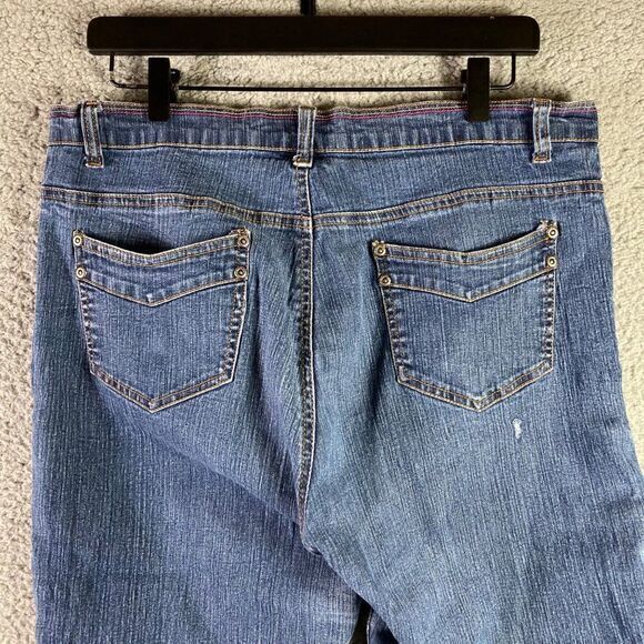 Adolfo Bootcut Jeans Womens Size 12 Boot Cut Mid Rise‎ Ramie Spandex Blue Denim - Picture 9 of 10